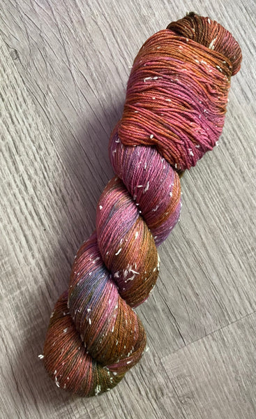 “Conjure” Fingering with White Donegal Tweed Neps