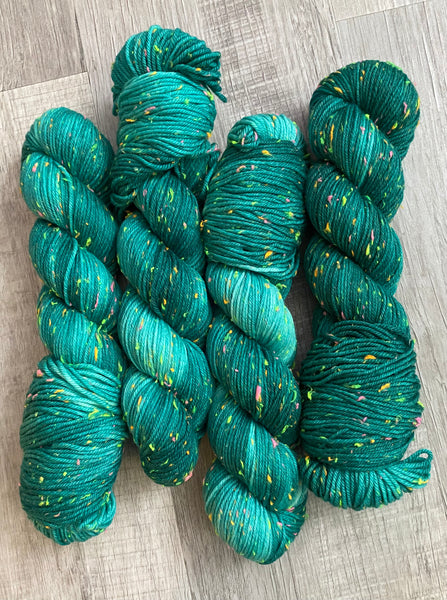 Teal DK Neon Tweed Hand Dyed Yarn