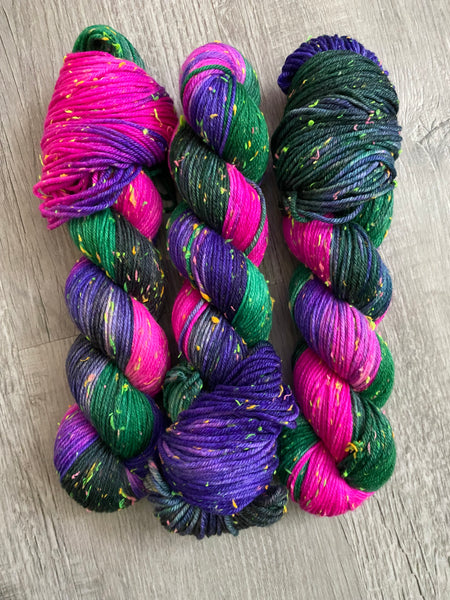 “Sarah!!” DK Neon Neps Hand Dyed Yarn