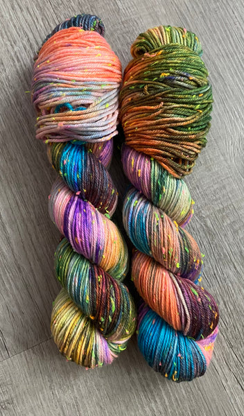 “Rainbow Sand” DK Neon Tweed Hand Dyed Yarn