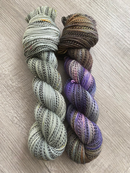 “Freshwater Pearl” 2 Skein Marching Set of Hand Dyed Yarn