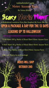 “Scary Movie Night” Sister Ananse Yarn Halloween Countdown Box