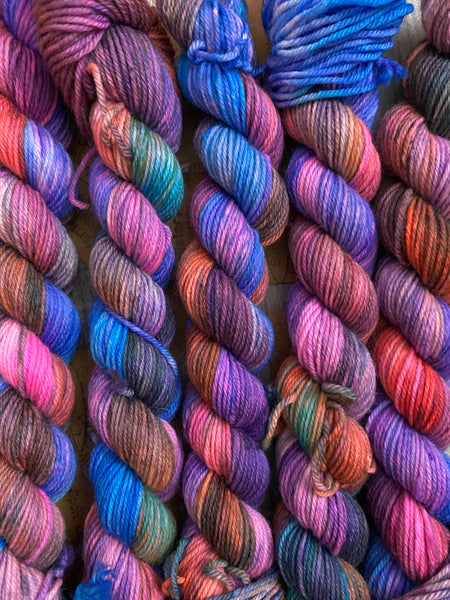 Purple Rainbow Fingering Mini Skeins