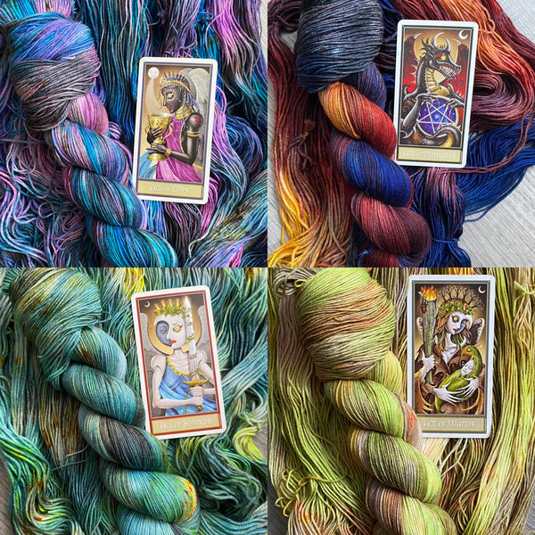 “Four Aces” Tarot Yarn Collection SAMPLE SKEINS