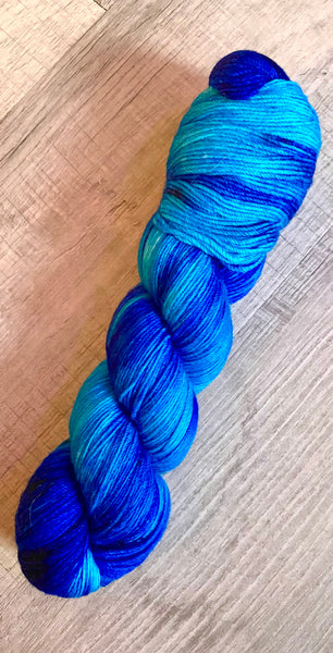 “Blue Planet” Fingering Hand Dyed Yarn