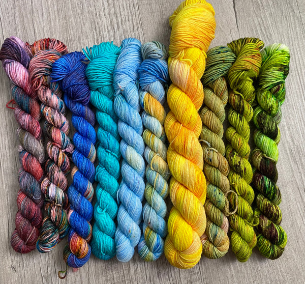 Speckles,Blues, Yellows, and Greens 10 Skein Mini Set