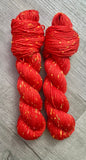 “Scarlet Confetti” DK Neon Tweed Hand Dyed Yarn
