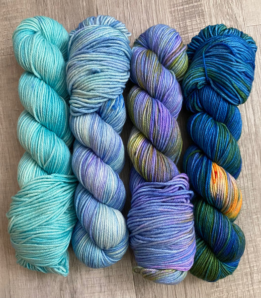 Blue Tones DK 4 Skein Matching Set