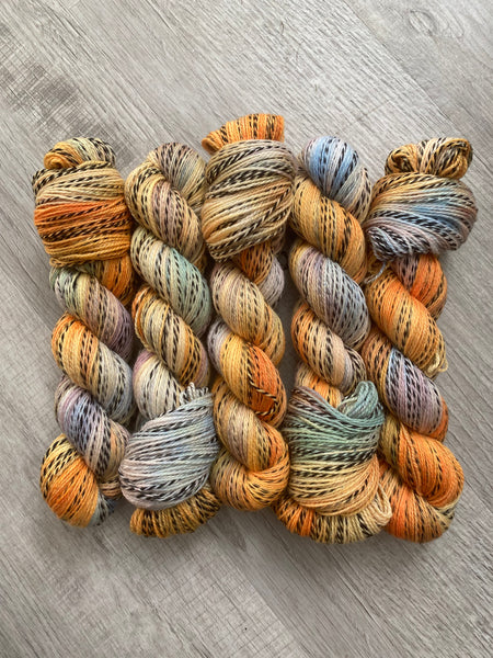 “Sunday Morning” Zebra Fingering Hand Dyed Yarn