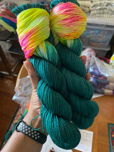 “Emerald at the Disco” Hand Dyed Yarn
