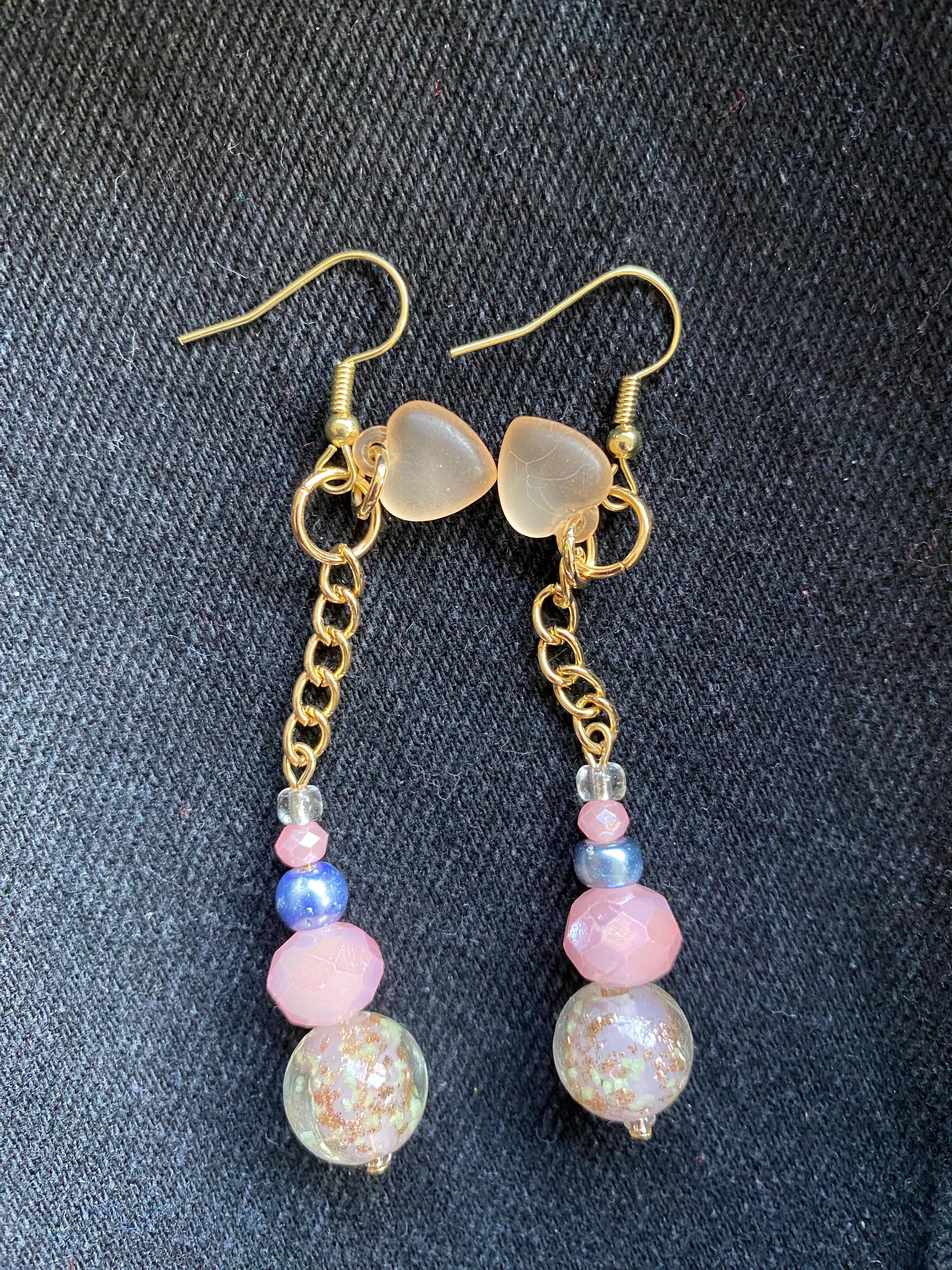 Retro Sci Fi Chain and Pink Planet Earrings