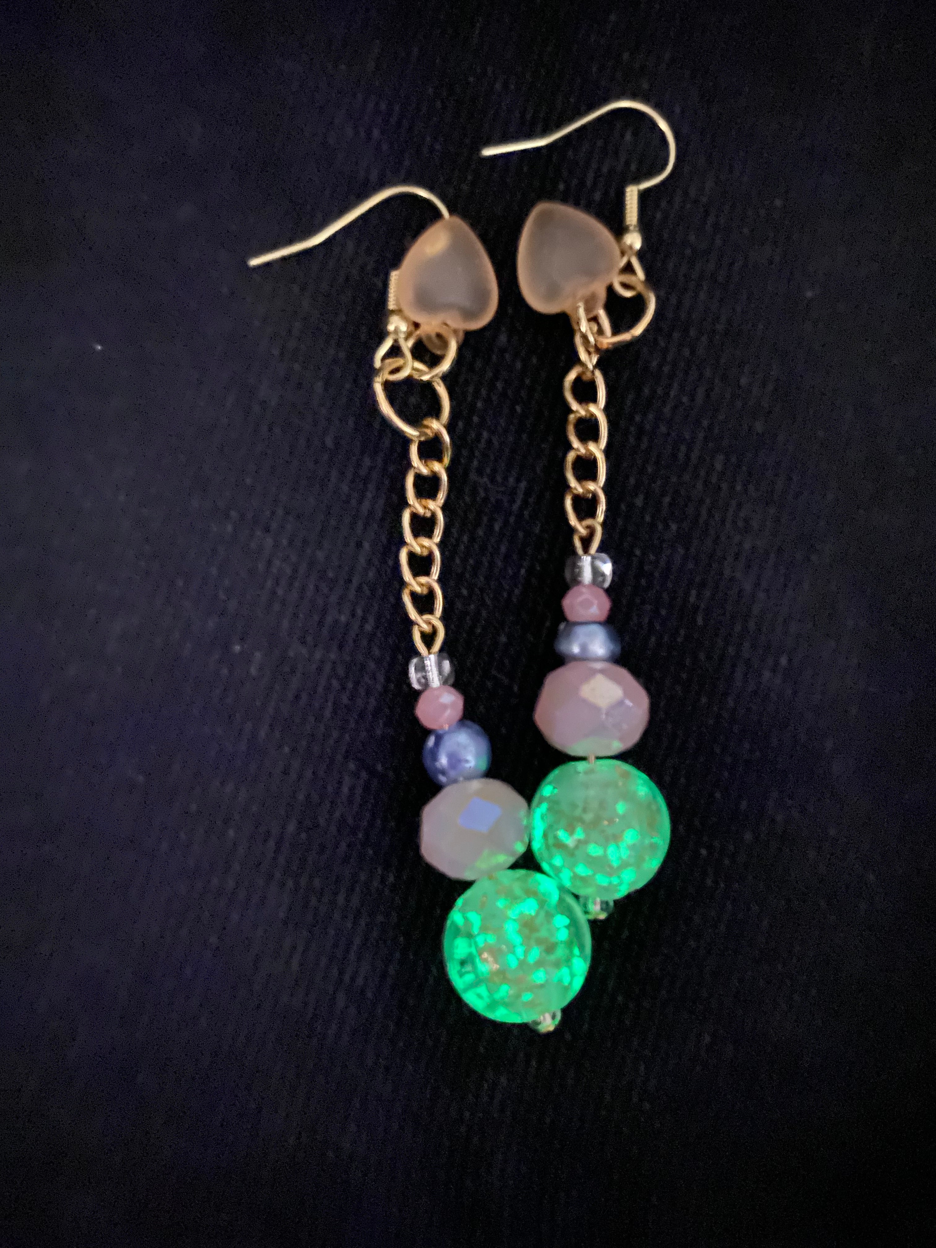 Retro Sci Fi Chain and Pink Planet Earrings