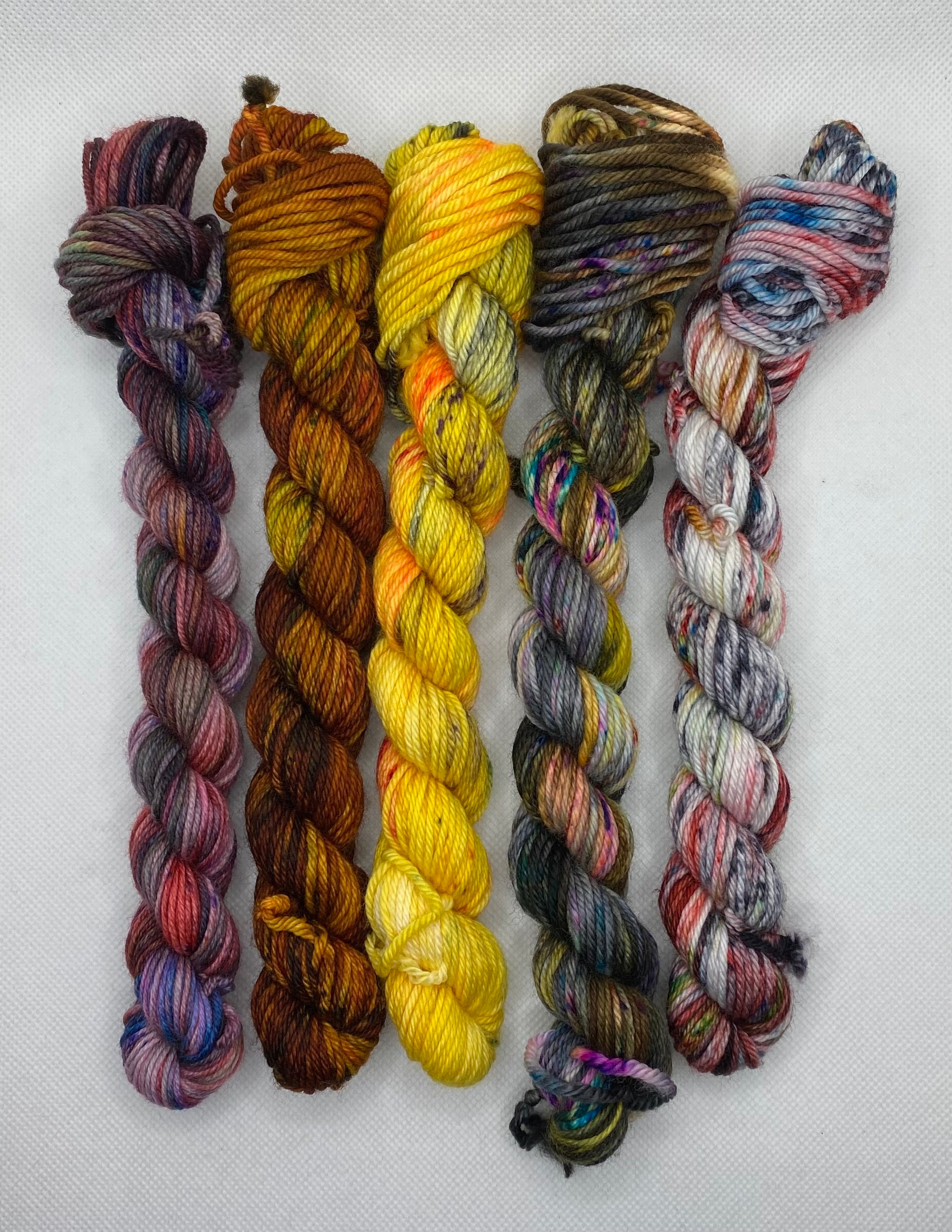 5 Skein Matching Set: “Moody” Hand Dyed Yarn