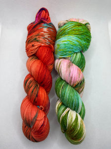 Two Skein Set “Asantewa (After Butler)” and “In Italian (After Basquiat)” Hand Dyed Yarn