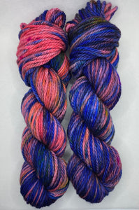 2 Skein Set: Chunky Pink and Blue One of a Kind Hand Dyed Yarn