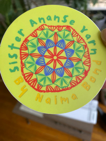 "Sister Ananse Yarn" Cute Crochet 3 Inch Circle Sticker