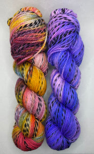 “Virgo” and “Periwinkle” Zebra DK Hand Dyed Yarn