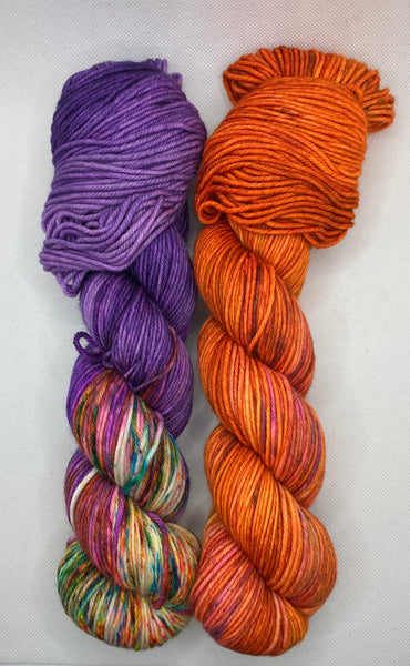 “Purple Watercolor” and “Copper” DK 2 Skein Set