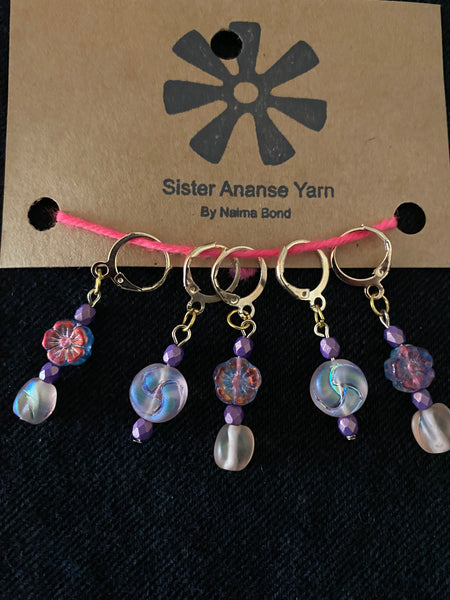 Czech Glass Flower Stitch Markers