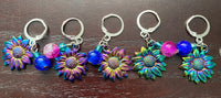 “Rainbow Sunflower” Handmade Stitch Markers