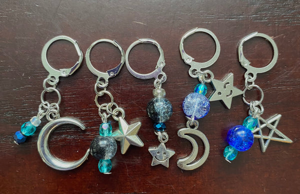 “Moon and Stars” Stitch Markers