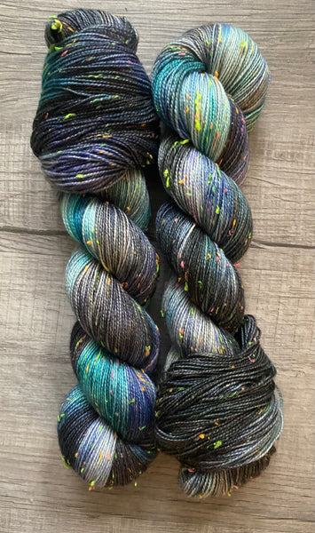 Black and Blue One of a Kind Hand Dyed Yarn