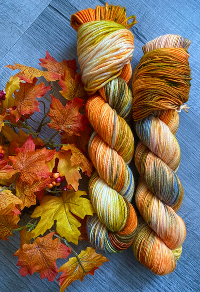 “Neon Pumpkin Spice” Hand Dyed Yarn