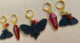 Moth and Coffin Halloween Stitch Markers