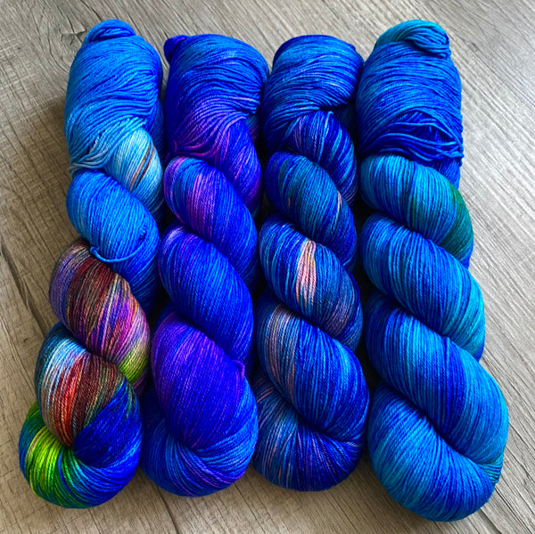 “Four Blues” Fingering 4 Skein Marching Set