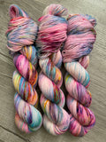 “Tie-Dye” Fingering Weight One of a Kind Hand Dyed Yarn