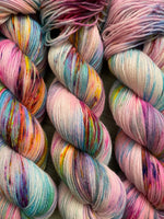 “Tie-Dye” Fingering Weight One of a Kind Hand Dyed Yarn