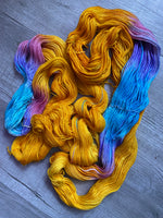 “Golden, Pink and Purple” Assigned Pooling Tester Skeins