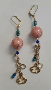 Pink and Gold Cloud Handmade Earrings