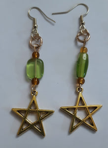 Green Star Mismatched Handmade Earrings