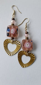 "Flower and Heart" Handmade Earrings