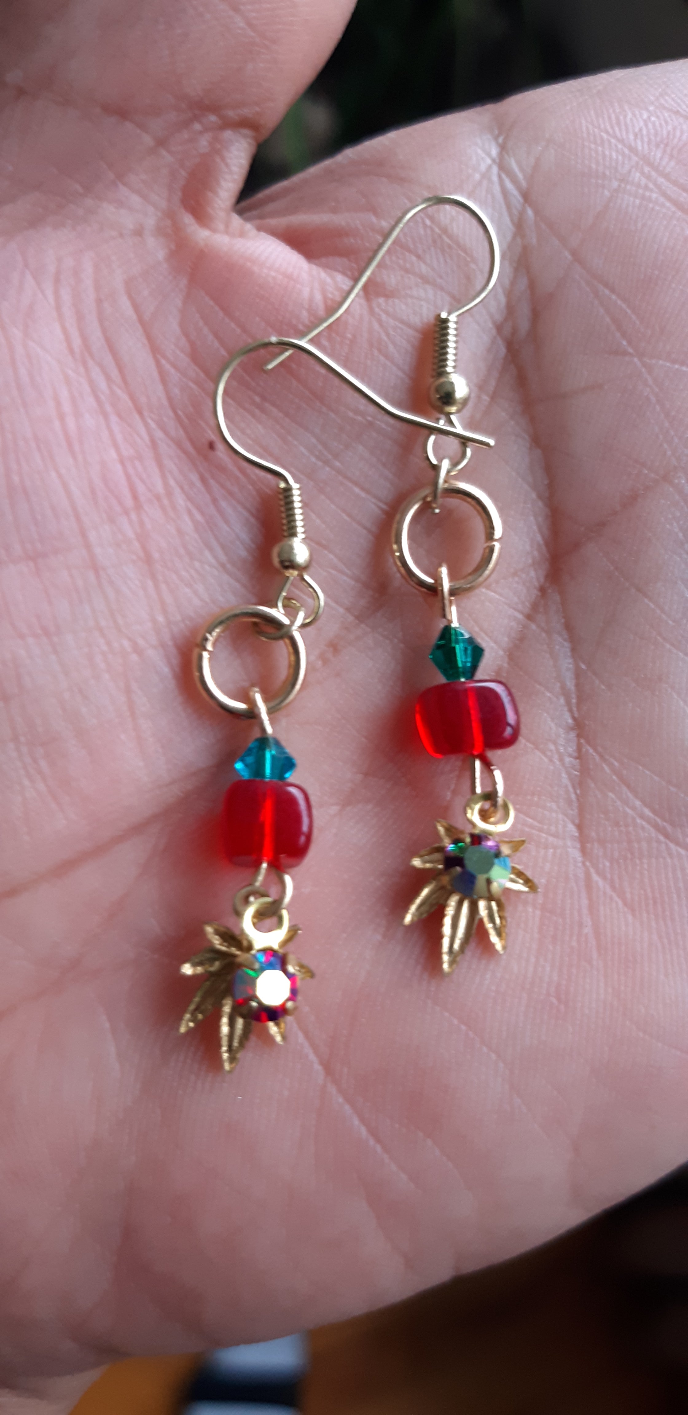 "Cannabis and Crystal" Hand Made Earrings