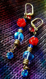 "Rose and Crystal" Handmade Earrings