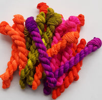 "Neon Bouquet" Wholesale Set of 5 Hand Dyed Wool Yarn Mini Skeins