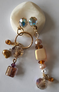 Crystal Dangle Stud Back Handmade Earrings