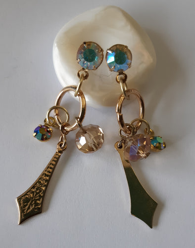 Gold Diamond Stud Back Handmade Earrings
