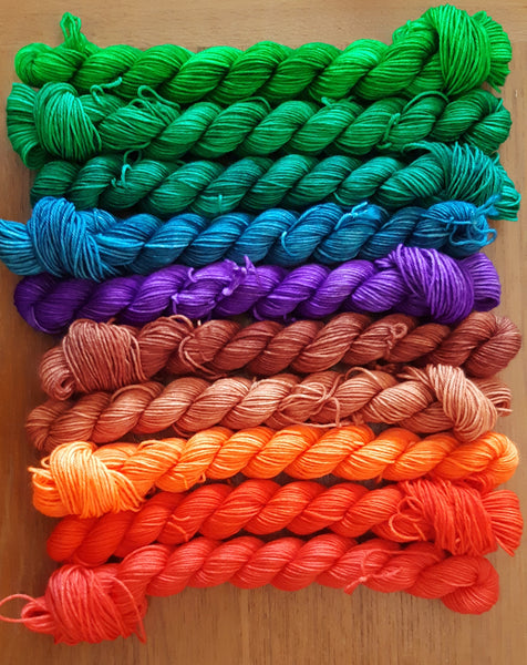 “Halloween Time” Wholesale Mini Skein Fade Set of Hand Dyed Yarn