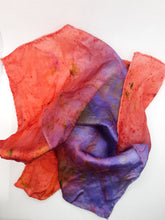 Load image into Gallery viewer, Scarlet and Lilac Hand Dyed Silk Scarf
