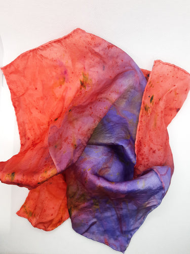 Scarlet and Lilac Hand Dyed Silk Scarf