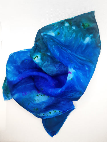 Green and Blue Hand Dyed Silk Scarf